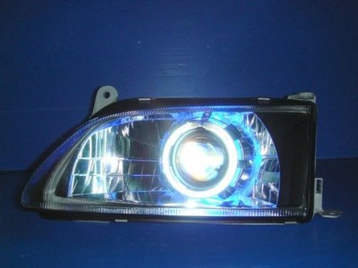 小亞車燈╠ 高優質超炫PREMIO手工光圈遠近E46魚眼黑框大燈+角燈DEPO製