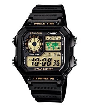 CASIO 卡西歐雷霆世界戰士運動電子錶黑框 型號：AE-1200WH-1BVDF【神梭鐘錶】
