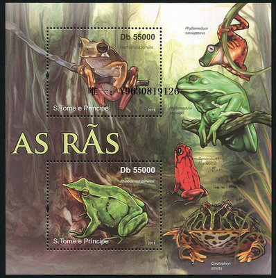郵票2426：圣多美和普林西比2011年動物 青蛙 新票 小全張 外國郵票外國郵票