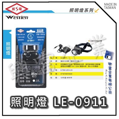 【興富】【BI030400】威電牌LED 頭戴式探照燈 12/箱 白光LE-0911【超取10個】台灣製造 停電 跳電