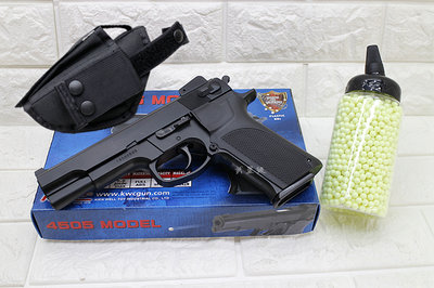 台南 武星級 KWC M4505 手槍 空氣槍 黑 + 奶瓶 + 槍套 ( KA14  BB槍COLT柯特M1911