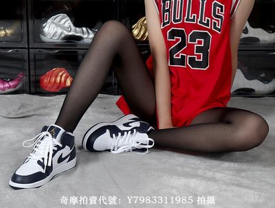 Air Jordan 1 Mid“Obsidian”黑曜石 休閒運動 籃球鞋 554724-174 男女鞋