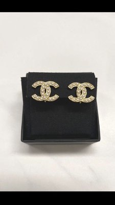CHANEL 香奈兒 經典雙C Logo 白珍珠夾式耳環 二手98成新
