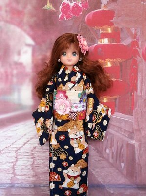 小禎ㄟ雜貨 莉卡娃娃服飾配件組 館主手製 莉卡和服 浴衣 娃娃和服 福氣狗狗 ( 薇琪 小布 可穿)