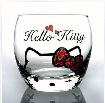 hello kitty 施華洛世奇風 貓頭玻璃杯 紅酒杯