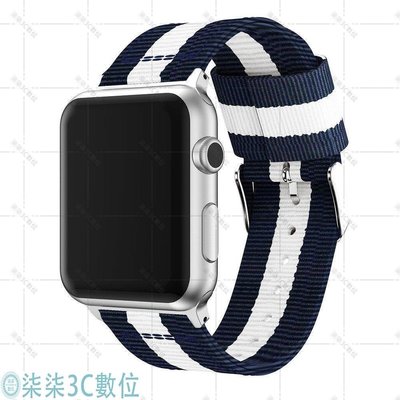 『柒柒3C數位』適用於 Apple Watch Series 5 4 3 2 1 替換帶的細編織尼龍錶帶