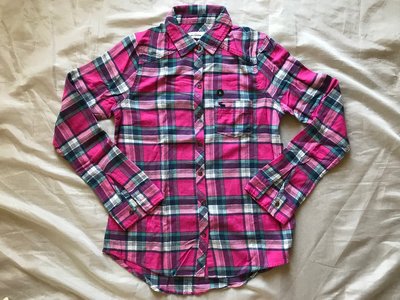 【天普小棧】A&F abercrombie&fitch flannel plaid shirt長袖格紋襯衫KIDS XL