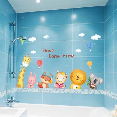 衛生間浴室瓷磚玻璃門貼紙自粘防水兒童墻紙卡通裝飾小圖案墻貼畫~樂悅小鋪