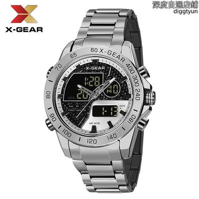 x-gear男士時尚運動手錶防水電子表多功能夜光電子石英表