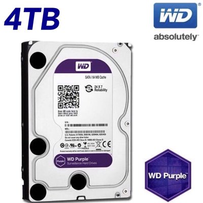 【全新公司貨】 WD威騰 紫標 4T 監控硬碟 4TB 三年保固
