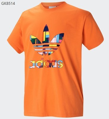 現貨熱銷-全新現貨 ADIDAS PRIDE 橘色 短袖 上衣 男款 愛迪達 三葉草 gk8514 滿千免運