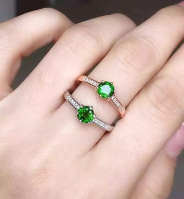 【透輝石戒指】天然透輝石戒指 經典6爪鑲 綠色寶石
