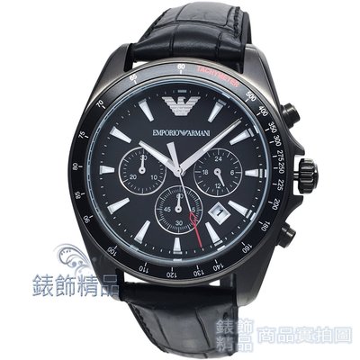 EMPORIO ARMANI 亞曼尼 AR6097 手錶 時尚休閒 三眼計時 黑框黑壓紋 膠帶 男錶 【錶飾精品】
