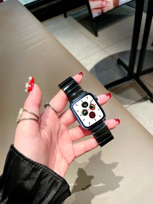 @上新錶帶 適用蘋果手表AppleWatch5表帶陶瓷iwatch6/SE/5/4代3不銹鋼金屬鏈~特價