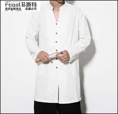 【Feast-菲斯特】-中國風秋裝唐裝漢服 休閒中長款立領襯衫男士襯衣外套潮 CS503 
