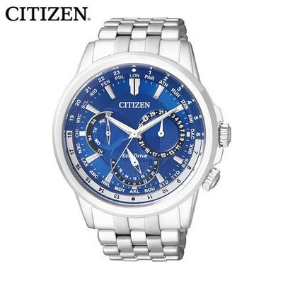 窩美CITIZEN正品新款湖藍錶盤三針機光動能鋼帶男錶BU2021-69L