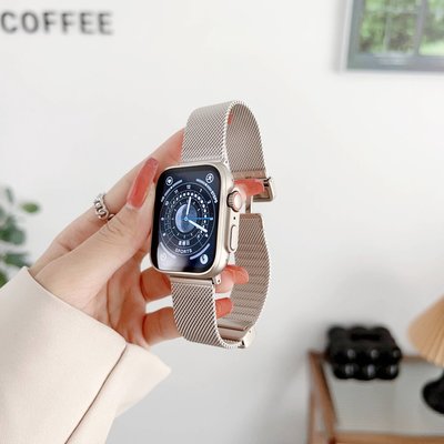 gaming微小配件-磁吸米蘭金屬錶帶 適用於 Apple Watch S8/Ultra/7/6/se2/4 蘋果智能手錶配件-gm