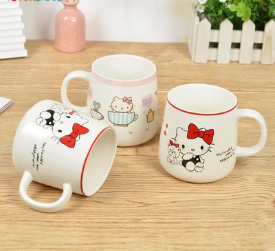 Hello Kitty陶瓷水杯 創意大容量馬克杯情侶咖啡杯牛奶杯子