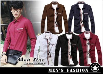 【Men Star】免運費 韓版格紋點綴襯衫 領帶襯衫 男 女 媲美 極度乾燥 superdry JEANS HUGO