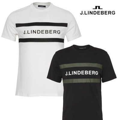 【貓掌村GOLF】J.Lindeberg 男款時尚logo短袖T恤 黑白2色