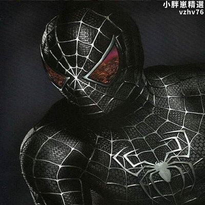 經典蜘蛛人3黑蜘蛛毒液cosplay連身緊身衣成人3D印花彈力萊卡面料 L 黑蜘蛛 頭套連身