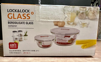 樂扣樂扣GLASS耐熱玻璃保鮮盒2件組(圓型) $ 200 烤箱微波冷凍  全新福利品