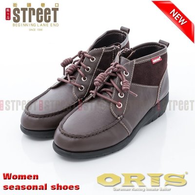 【街頭巷口 Street】 ORIS 女款 摩登個性女鞋 雙材質設計 拉鍊式 休閒短靴 SB15759N03 咖啡色