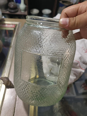 老玻璃糖罐子 老玻璃罐子 老琉璃罐子 口徑10厘米 高度20