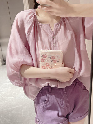 薰衣草優雅紫調💠天絲棉小眾設計感襯衫