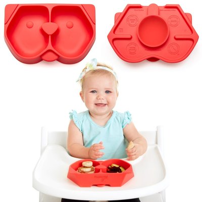 【二手衣櫃】食品級 美國FDA認證 Nummy Bowl-Parent(紅色) 寶寶學習碗 矽膠碗 吸盤碗 矽膠防滑餐盤