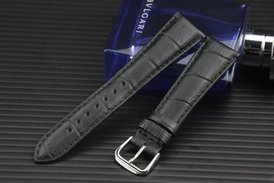 義大利進口21mm收16mm 高級感加厚款真皮壓鱷魚皮紋錶帶,armani紳士錶機械錶-黑
