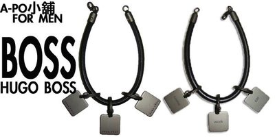 A-PO小舖 BOSS HUGO BOSS  霧面壓紋路皮革鑰匙圈 黑色 國外進口 全新品 特價 4000