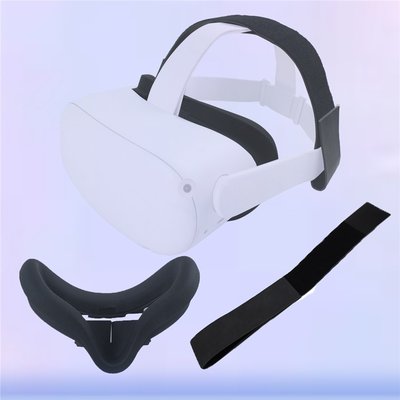 適用於 Oculus Quest 2 VR 耳機的防滑 VR 頭減壓頭帶, 帶眼罩, 用於 Quest2 眼鏡固定配件
