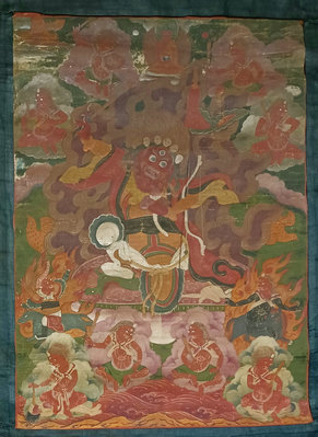 爺爺的古董 收藏品~ ~ 406唐卡 清晚期戰神(寧瑪派)