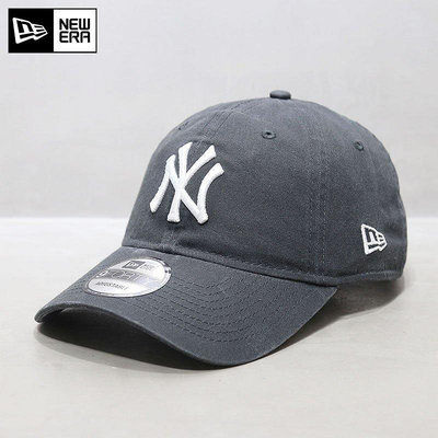 熱款直購#NewEra帽子女夏天韓國代購9FORTY軟頂大標NY鴨舌帽MLB棒球帽灰色