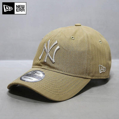 小Z代購#韓國NewEra帽子鴨舌帽MLB棒球帽ny洋基軟頂大標暗條紋卡其色