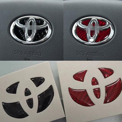1 X 碳纖維汽車方向盤裝飾徽章徽章貼紙適用於豐田卡羅拉凱美瑞雅力士 Rav4 普拉多 CHR TRD VIOS