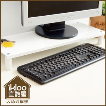 【ikloo】省空間桌上螢幕架/鍵盤收納架1入~白色/收納櫃/組裝收納櫃/電腦架/電腦桌