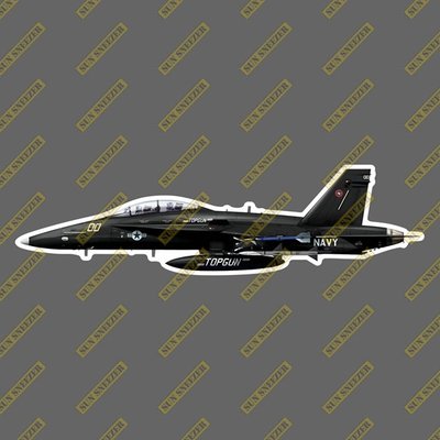 美國海軍戰鬥機武器學校 F-18 黑 TOPGUN 擬真軍機貼紙 尺寸165mm