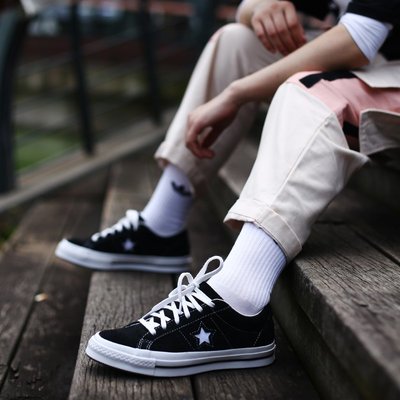 Converse One Star OX 黑白 麂皮 簡約 輕便 防滑 低幫 滑板鞋 171587C 男女鞋