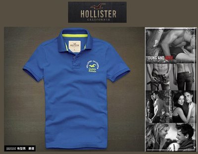 有型男~ A&amp;F 副牌 Hollister 2013 春夏精典海鷗logo Embarcadero Polo blue 亮藍 真品 現貨 S M L XL