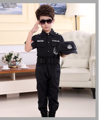 高雄艾蜜莉戲劇服裝表演服*兒童特警制服/小警察演出服裝*購買價$800元