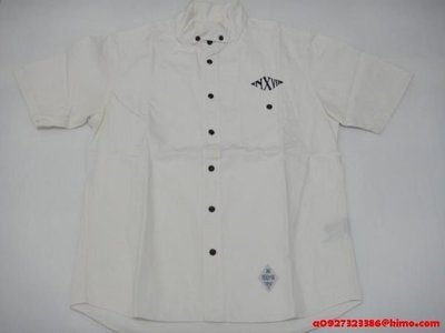 二手絕版品 NEXUS 7 米白色 立領圖案 短袖襯衫 (46)