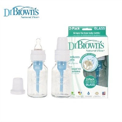 NETSHOP Dr. Brown's 布朗醫生玻璃材質標準口徑防脹氣奶瓶125ml 二支裝 美國製