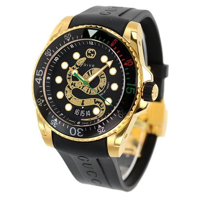 GUCCI  YA136219 古馳 手錶 45mm 黑色面盤  黑色橡膠錶帶 男錶 女錶