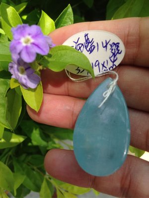 AAA+海藍寶項鍊～《海藍14號》，海藍寶石：長35mm寬19厚14mm，來自㊣巴西「米納斯吉拉斯州」海藍寶石產地，可搭中國結項鍊 或 純銀爪扣！｛熊寶貝珠寶｝