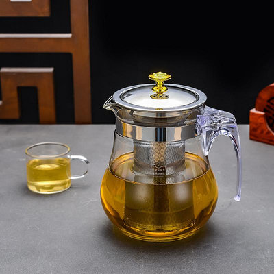 現貨 茶壺 飄逸杯304不銹鋼過濾花茶泡茶壺耐高溫玻璃家用茶具大容量沖茶壺茶水分離