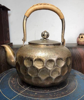 日本早期熏銀老銅壺  水注 614