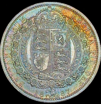 1887英國維多利亞半克朗銀幣