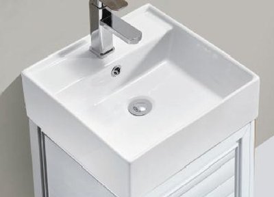 FUO衛浴:42X42公分 陶瓷盆 迷你浴櫃組 含鏡子龍頭 (T9156)